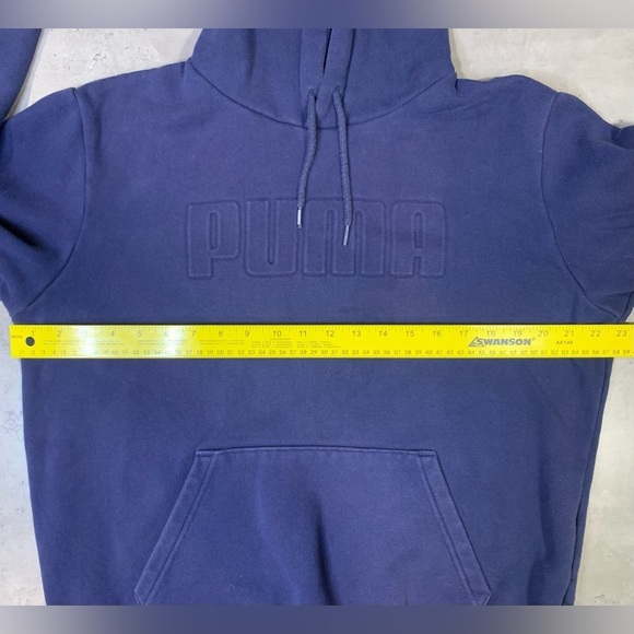 Puma Navy Blue Cotton Fleece  Hooded Sweatshirt, Size M - Picture 7 of 8